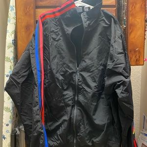 adidas Black Jacket with Red and Blue Stripes